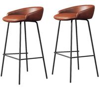 LMMSHA bar-stools Bar Height Set of Upholstered Stools with Backs and Sturdy Metal Legs 65 75cm H Seat Breakfast Easy(G,75cm/29.5inch)