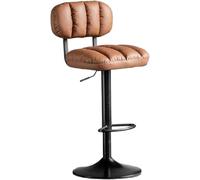LMMSHA Bar Stools Faux Leather Upholstered Swivel bar-stools with Back Adjustable Chairs Counter Height for Kitchen(Brown)