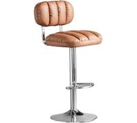 LMMSHA Bar Stools Faux Leather Upholstered Swivel bar-stools with Back Adjustable Chairs Counter Height for Kitchen(Brown 1)