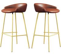 LMMSHA Counter Height Bar Stools Set of Upholstered bar-stools with Backs and Metal Legs 65 75cm H Seat Faux Leather Kitchen(E,75cm/29.5inch)