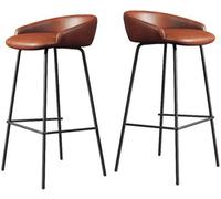LMMSHA Counter Height Bar Stools Set of Upholstered bar-stools with Backs and Metal Legs 65 75cm H Seat Faux Leather Kitchen(J,75cm/29.5inch)