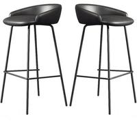 LMMSHA Counter Height Bar Stools Set of Upholstered bar-stools with Backs and Metal Legs 65 75cm H Seat Faux Leather Kitchen(I,75cm/29.5inch)