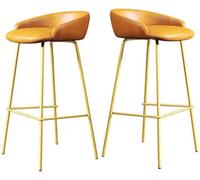 LMMSHA Counter Height Bar Stools Set of Upholstered bar-stools with Backs and Metal Legs 65 75cm H Seat Faux Leather Kitchen(B,75cm/29.5inch)