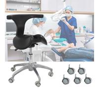 LMMSHA Dental Seat Black, Ergonomic Split Saddle with Backrest, Lift Salon Rolling Stool Swivel Office Chair