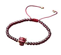 LMMSHA Feng Shui Bracelet,Feng Shui Wealth Bracelet Cinnabar Heaing Crystal Garnet Bracelet Lucky Charm for of Ox Strong Talisman Red Bracelet for Good Luck Money Prosperity