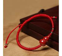LMMSHA Feng Shui Bracelet,Feng Shui Wealth Wu Lou Bracelet Cinnabar Gourd Red String Braided Bracelet Adjustable Lucky Jewelry Amulet Talisman for Prosperity Money Luck(B)