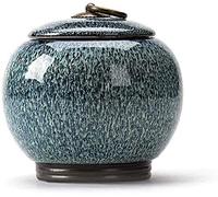 LMMSHA Last Warmth Urns for Human Ashes Cremation Ashes Urns Burial Ceramics Pets Home Graves Memorial Adult Children Crematorium, Brown (Blue)