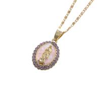 LMMSHA New 2025 Arrival Mary Statue Inlaid Zircon Pendant Necklace Women Catholic Religious Prayer Amulet Jewelry Keepsake With For You Accessories Trendy Creative gift