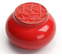 LMMSHA Pet Cremation Urn Keepsake Ceramic Premium Urns for Dog and Cat Ashes, White (Red)