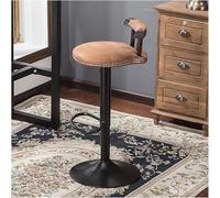 LMMSHA Retro Adjustable Kitchen Stools with Backs Dining Chair Pu Leather Bar Stool Footrest 60 80cm Height and Swivel(Light Brown)
