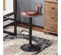 LMMSHA Retro Adjustable Kitchen Stools with Backs Dining Chair Pu Leather Bar Stool Footrest 60 80cm Height and Swivel(Brown)