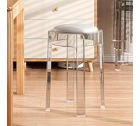 LMMSHA Stackable with Leather Seat,Transparent Acrylic Bar Stools, Armless Counter Chair,Sturdy(Gray2)