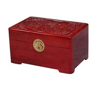 LMMSHA Wooden for Human Ashes Cremation Urns Memorial Funeral Urn Carving Dragon and Phoenix Pattern,A (A)