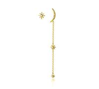 LMMSHX Asymmetric Moon Star Dazzling Chain Stud Earrings For Women 925 Jewelry Gift