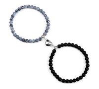 LMMSHX couple bracelets 2pcs attraction magnet natural weathered stone onyx bracelet for lover bangles gift