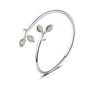 LMMSHX Enamel Green Olive branch Leaves Open Cuff Bracelets & Bangles For Women Jewelry