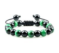 LMMSHX natural black obsidian beaded bracelet men tiger eye stone cat eye bracelet yoga essential oil elastic strand bangles gift