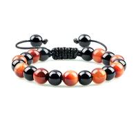 LMMSHX natural black obsidian beaded bracelet men tiger eye stone cat eye bracelet yoga essential oil elastic strand bangles gift