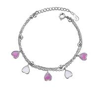 LMMSHX pink glaze cherry blossom petals gradient heart shaped double layer chain bracelets