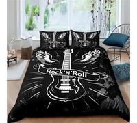 LMMSMGS Super King Duvet Cover Rock and roll Duvet Cover Sets with 2 Pillowcases 50x75cm Thermal Bedding Sets King Size Ultra Soft Warm Fluffy With Zipper Closure for Aldults Kids