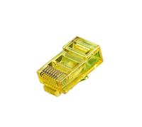 LMNCBVYA 100pcs Category 6 Unshielded RJ45 Network Connectors - Colorful Crystal Header, Pure Copper Gold-Plated, 8-Pole, Yellow