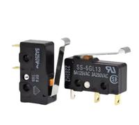 LMNCBVYA 10pcs Miniature Micro Switch SS-5GL13-125/250V Travel Limit Switch with 3 Legs, Pushbutton, 3/5A Current, 1 Open 1 Close