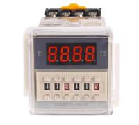 LMNCBVYA DH48S-S Digital Display Time AC220V - 8-Pin Power-On/Off Delay Cycle Controller (0.1-99 Hours) with Base(10)