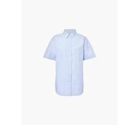 Lmnd Womens Powder Blue Stripe-print Short-sleeve Cotton Mini Dress Xs