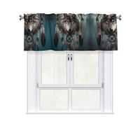 LMNGH 3D Wolf Dream Catcher Curtain Valance for Windows,Kitchen Window Curtains Blackout Drapes Window Treatments Decorative Rod Pocket Short Curtain for Living Room Bedroom,54" W x 18" L
