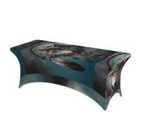 LMNGH 3D Wolf Dream Catcher Decorative Tablecloth Protector for Wedding, Banquet & Parties6FT Spandex Rectangle Tablecloths, Stretch Washable Table Cloth Wrinkle Free Patio Table Cover