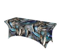 LMNGH Abalone Nacre Decorative Tablecloth Protector for Wedding, Banquet & Parties6FT Spandex Rectangle Tablecloths, Stretch Washable Table Cloth Wrinkle Free Patio Table Cover