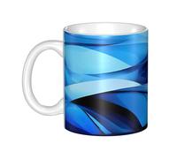 LMNGH Abstract Blue Ceramic Coffee Mug 11oz Novelty Tea Cup With Handle Coffee Cup For Men Women Office Work
