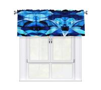 LMNGH Abstract Blue Curtain Valance for Windows,Kitchen Window Curtains Blackout Drapes Window Treatments Decorative Rod Pocket Short Curtain for Living Room Bedroom,54" W x 18" L