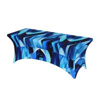 LMNGH Abstract Blue Decorative Tablecloth Protector for Wedding, Banquet & Parties6FT Spandex Rectangle Tablecloths, Stretch Washable Table Cloth Wrinkle Free Patio Table Cover