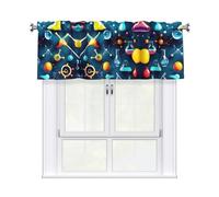 LMNGH Abstract Science Chemistry Curtain Valance for Windows,Kitchen Window Curtains Blackout Drapes Window Treatments Decorative Rod Pocket Short Curtain for Living Room Bedroom,54" W x 18" L