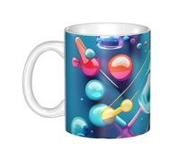 LMNGH Abstract Science Chemistry Illustration 3d Ceramic Coffee Mug 11oz Novelty Tea Cup With Handle Coffee Cup For Men Women Office Work