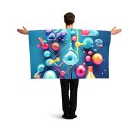 LMNGH Abstract Science Chemistry Illustration 3D Flag Cape with Sleeves for Adults, Wearable Flag Cloak Lightweight Body Flag Cloak Outfits Costume Accessories for Party Favors Celebrations