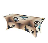 LMNGH Abstract World Map Decorative Tablecloth Protector for Wedding, Banquet & Parties6FT Spandex Rectangle Tablecloths, Stretch Washable Table Cloth Wrinkle Free Patio Table Cover