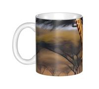 LMNGH Africa Giraffe Majestic Tree Ceramic Coffee Mug 11oz Novelty Tea Cup With Handle Coffee Cup For Men Women Office Work
