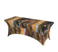 LMNGH Africa Giraffe Majestic Tree Decorative Tablecloth Protector for Wedding, Banquet & Parties6FT Spandex Rectangle Tablecloths, Stretch Washable Table Cloth Wrinkle Free Patio Table Cover