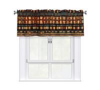 LMNGH African Classic Weave Curtain Valance for Windows,Kitchen Window Curtains Blackout Drapes Window Treatments Decorative Rod Pocket Short Curtain for Living Room Bedroom,54" W x 18" L