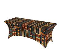 LMNGH African Classic Weave Decorative Tablecloth Protector for Wedding, Banquet & Parties6FT Spandex Rectangle Tablecloths, Stretch Washable Table Cloth Wrinkle Free Patio Table Cover