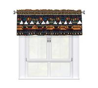 LMNGH African Ethnic Pattern Curtain Valance for Windows,Kitchen Window Curtains Blackout Drapes Window Treatments Decorative Rod Pocket Short Curtain for Living Room Bedroom,54" W x 18" L