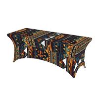 LMNGH African Ethnic Pattern Decorative Tablecloth Protector for Wedding, Banquet & Parties6FT Spandex Rectangle Tablecloths, Stretch Washable Table Cloth Wrinkle Free Patio Table Cover