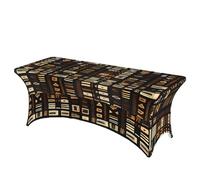 LMNGH African Mud Cloth Tribal Decorative Tablecloth Protector for Wedding, Banquet & Parties6FT Spandex Rectangle Tablecloths, Stretch Washable Table Cloth Wrinkle Free Patio Table Cover