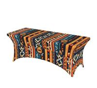 LMNGH African National Patterns Decorative Tablecloth Protector for Wedding, Banquet & Parties6FT Spandex Rectangle Tablecloths, Stretch Washable Table Cloth Wrinkle Free Patio Table Cover