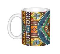 LMNGH African Style Textile Pattern Ceramic Coffee Mug 11oz Novelty Tea Cup With Handle Coffee Cup For Men Women Office Work