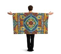 LMNGH African style textile pattern Flag Cape with Sleeves for Adults, Wearable Flag Cloak Lightweight Body Flag Cloak Outfits Costume Accessories for Party Favors Celebrations