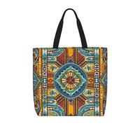 LMNGH African Style Textile Pattern Womens Tote Bag Large Reusable Grocery Bags Casual Shoulder Bags For Shopping, Travel, Work Gift For Women