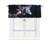 LMNGH Aircraft Fighter Jets Curtain Valance for Windows,Kitchen Window Curtains Blackout Drapes Window Treatments Decorative Rod Pocket Short Curtain for Living Room Bedroom,54" W x 18" L